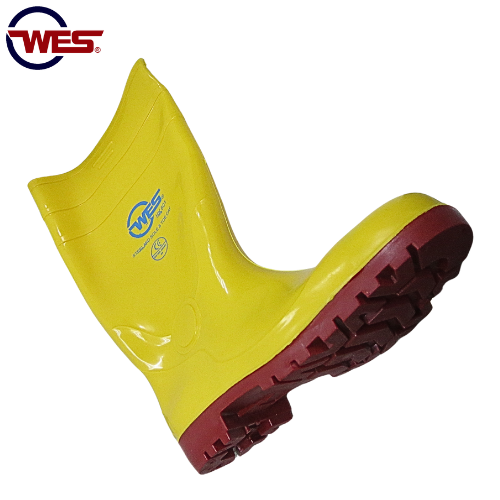 WES Yellow Safety Boots C/W Midsole and Toecap (Red Bottom)