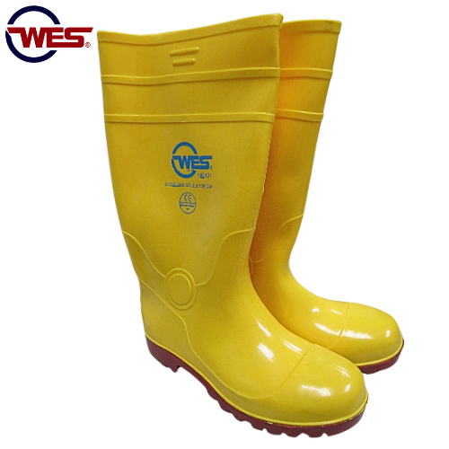 WES Yellow Safety Boots C/W Midsole and Toecap (Red Bottom)